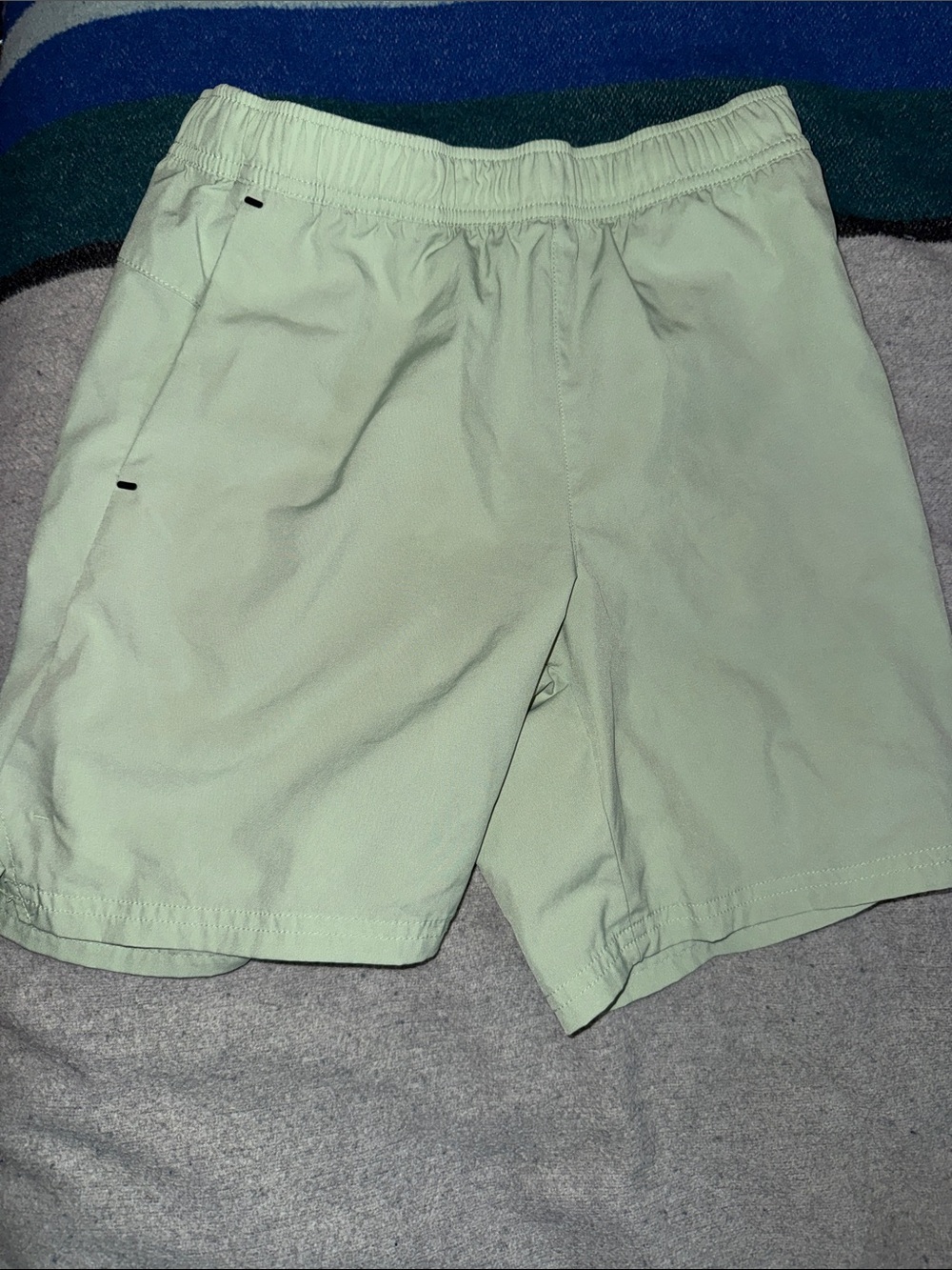 Light Mint Green Casual Elastic Waist Shorts